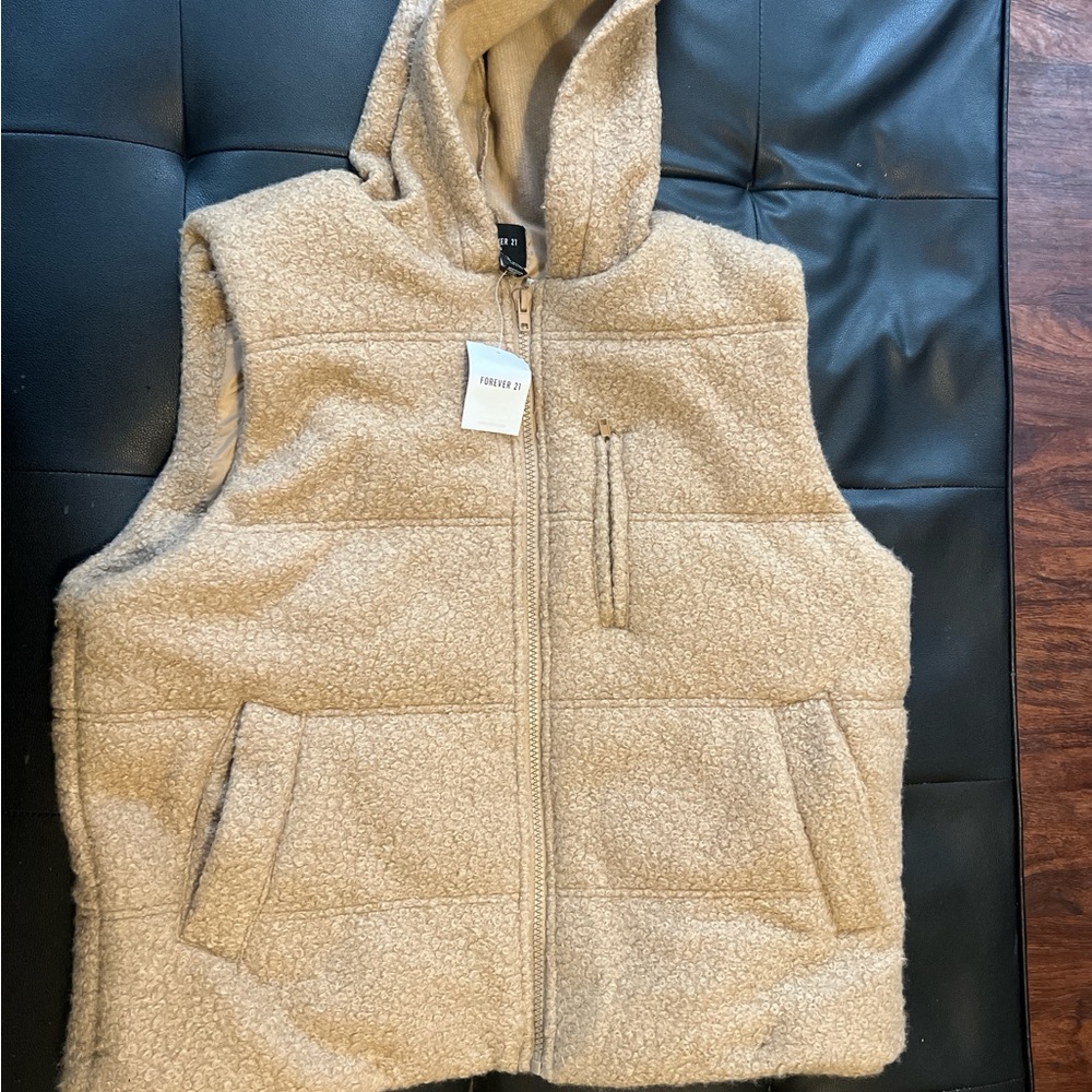 Men Beige Hooded Vest